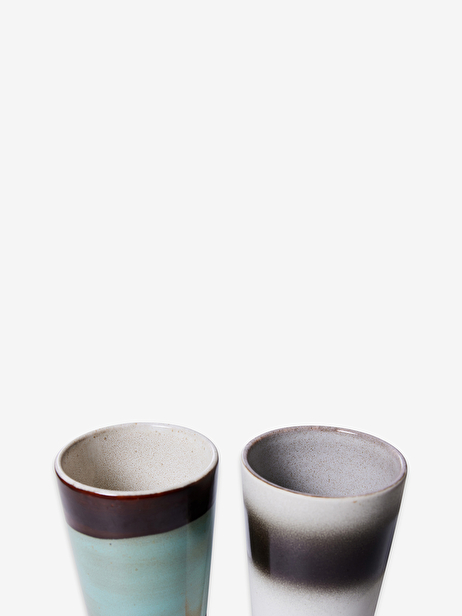 DUO DE TASSES LATTE 70s CERAMIQUE - HK LIVING  Multicolore , Maison Bensimon