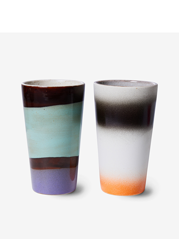 DUO DE TASSES LATTE 70s CERAMIQUE - HK LIVING Multicolore , Maison Bensimon