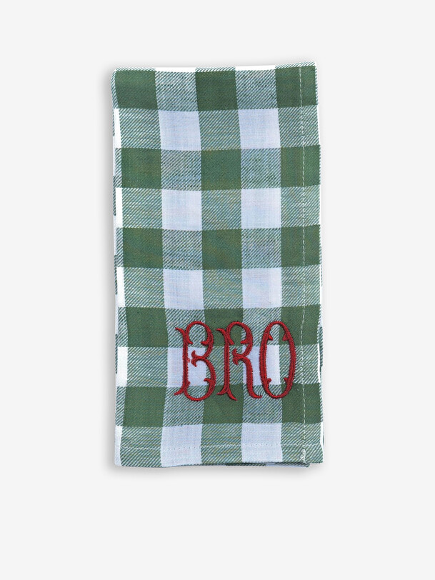 SERVIETTE BRODEE BROTHER COTON VERT - BI...  Vert , Maison Bensimon