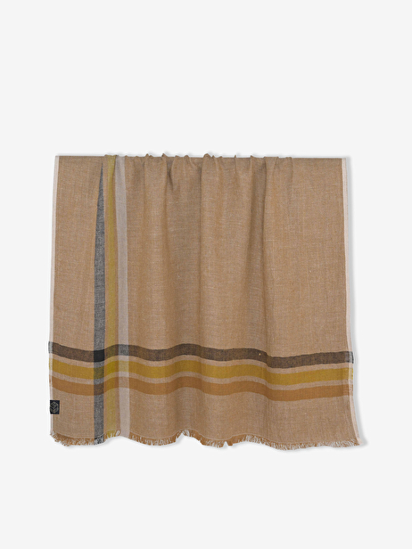 PLAID LIN LIGNE BLEU 135X190CM - HARMONY  Beige/bleu , Maison Bensimon