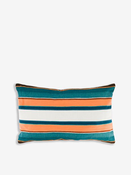 COUSSIN PETRORANGE 30X50 EFFET LIN  Orange/indigo , Maison Bensimon