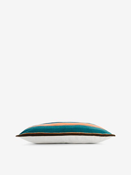 COUSSIN PETRORANGE 30X50 EFFET LIN  Orange/indigo , Maison Bensimon