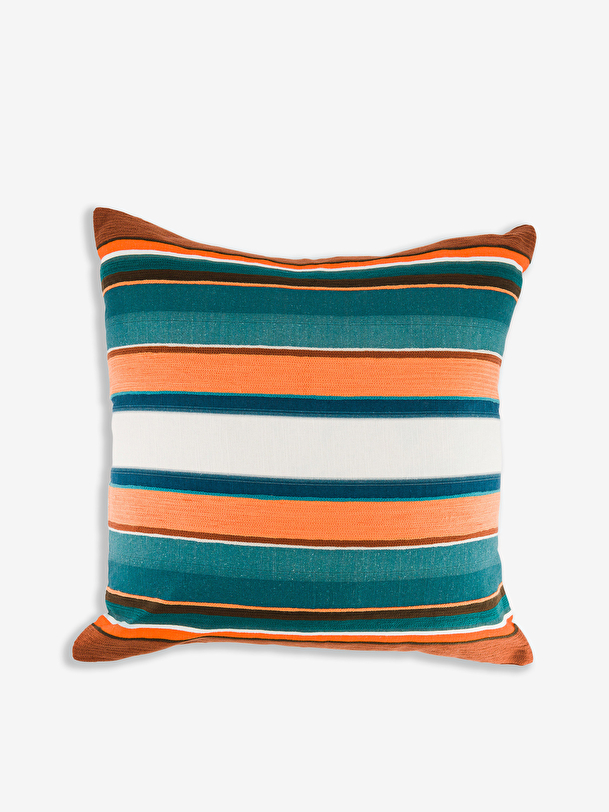 COUSSIN PETRORANGE 45X45 EFFET LIN Orange/indigo , Maison Bensimon