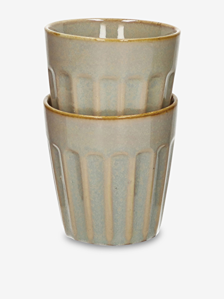 SET DE 2 VERRES RIALTO H8.5CM BEIGE - POMAX  Creme , Maison Bensimon