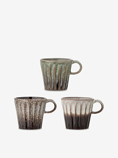 SET DE 3 MUGS ELANA GRES- BLOOMINGVILLE  Naturel , Maison Bensimon