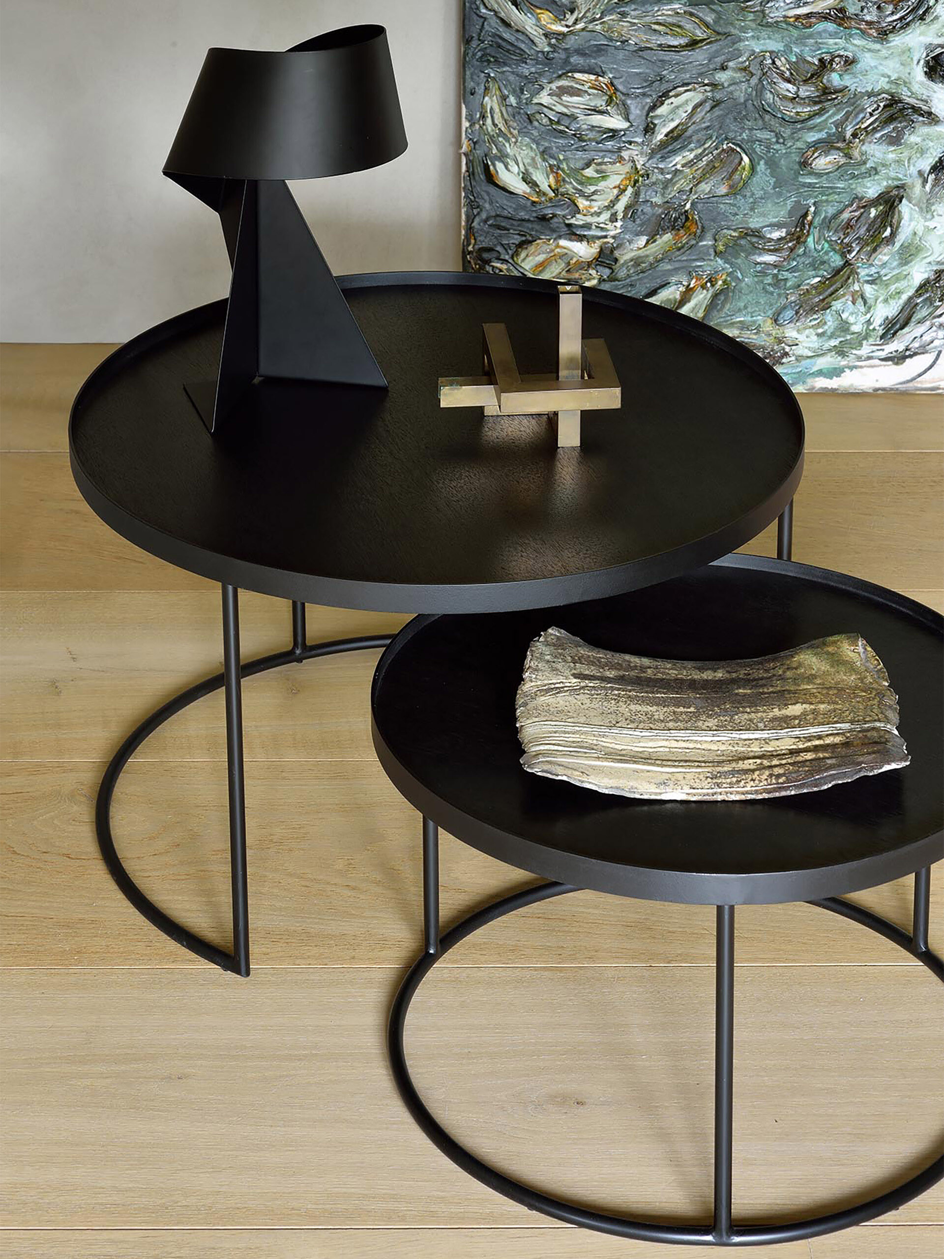 SET DE 2 TABLES BASSES - ETHNICRAFT Noir , Maison Bensimon
