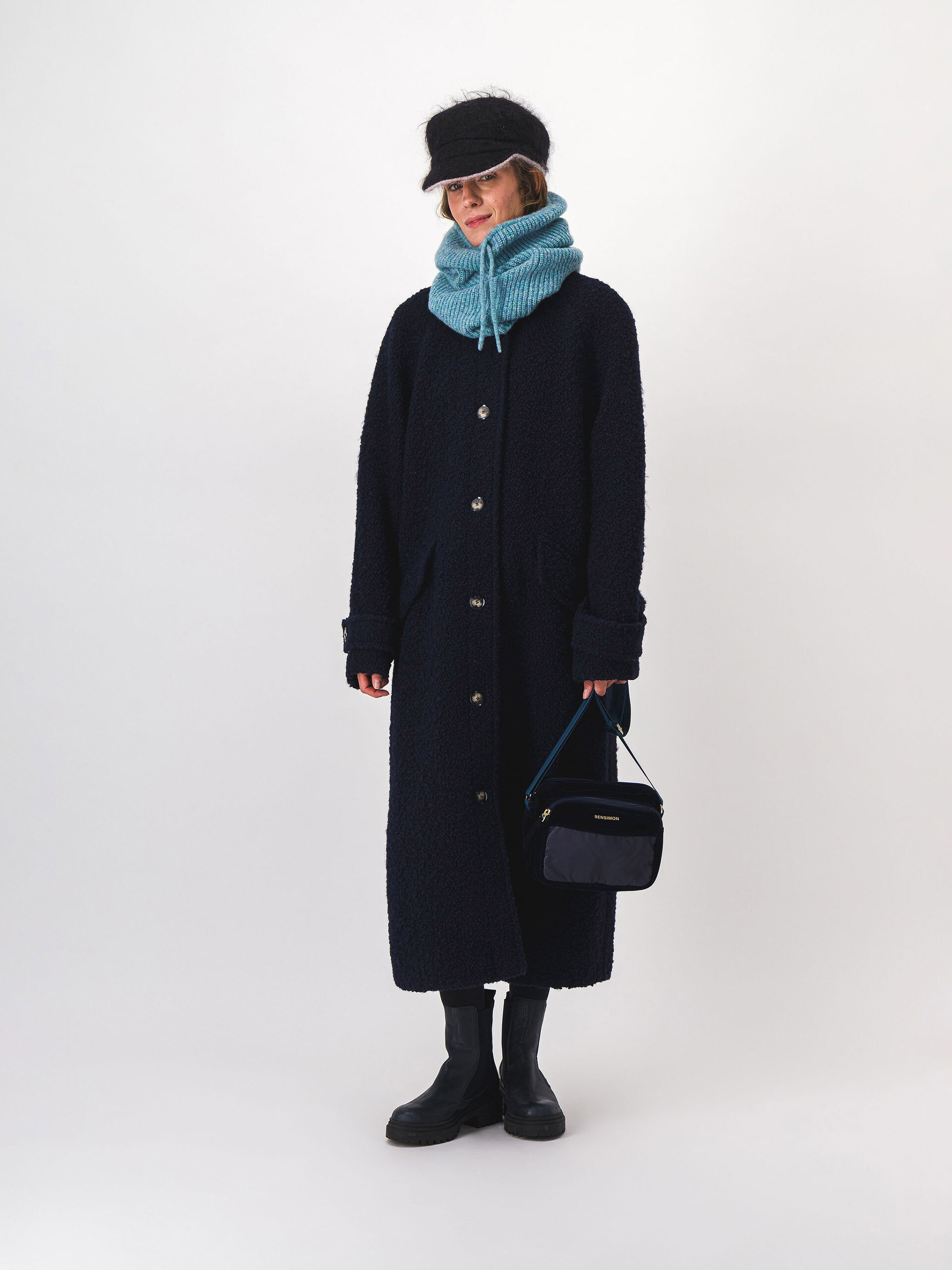 MANTEAU MERLIN  Marine , Pr&ecirc;t-&agrave;-porter Bensimon