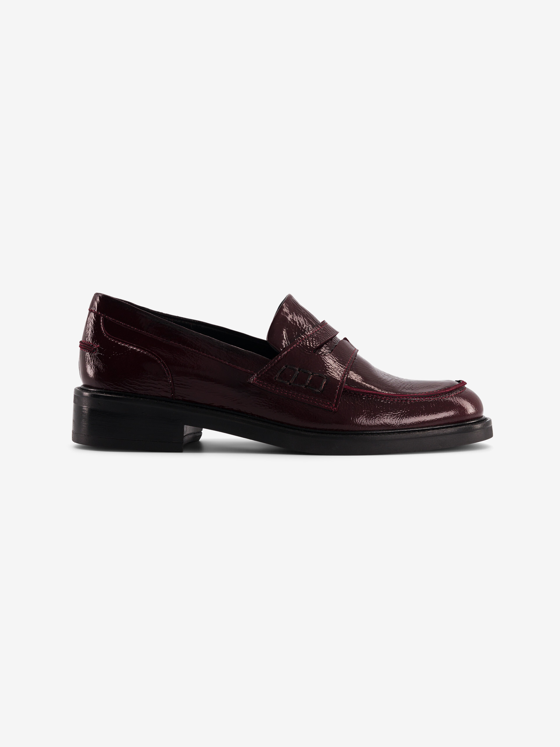 MOCASSINS CUIR VERNIS FROISEE  Aubergine , Pr&ecirc;t-&agrave;-porter Bensimon