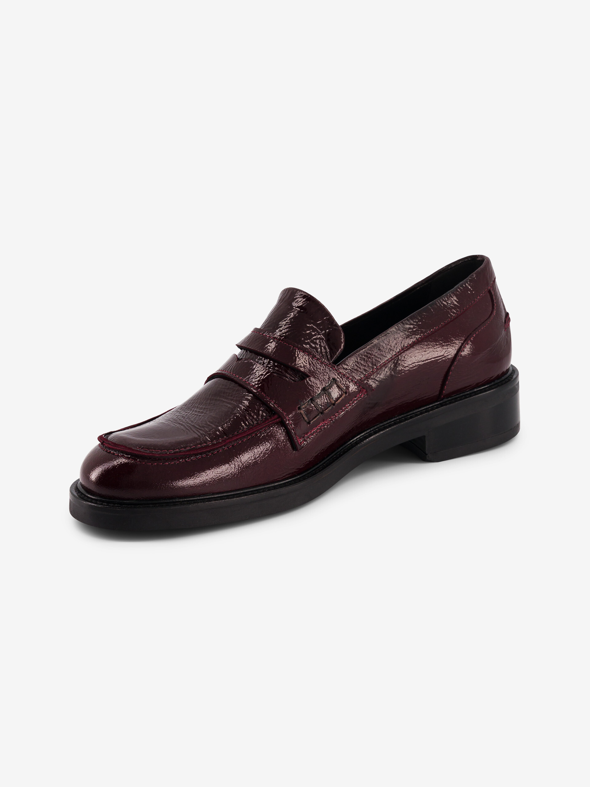 MOCASSINS CUIR VERNIS FROISEE  Aubergine , Pr&ecirc;t-&agrave;-porter Bensimon