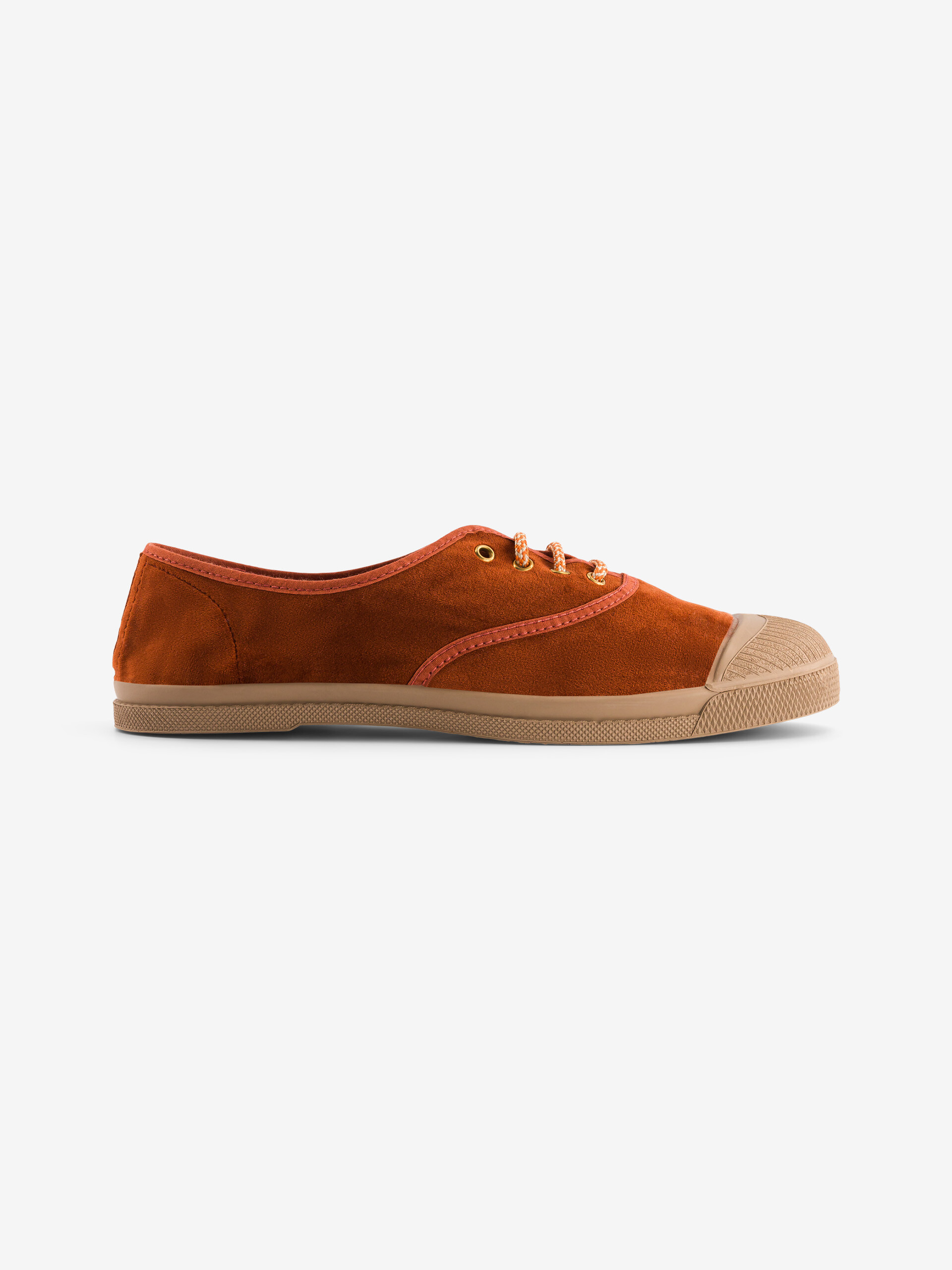 TENNIS LACET FEMME VELOURS DOUX Brique , Tennis & Chaussures Bensimon