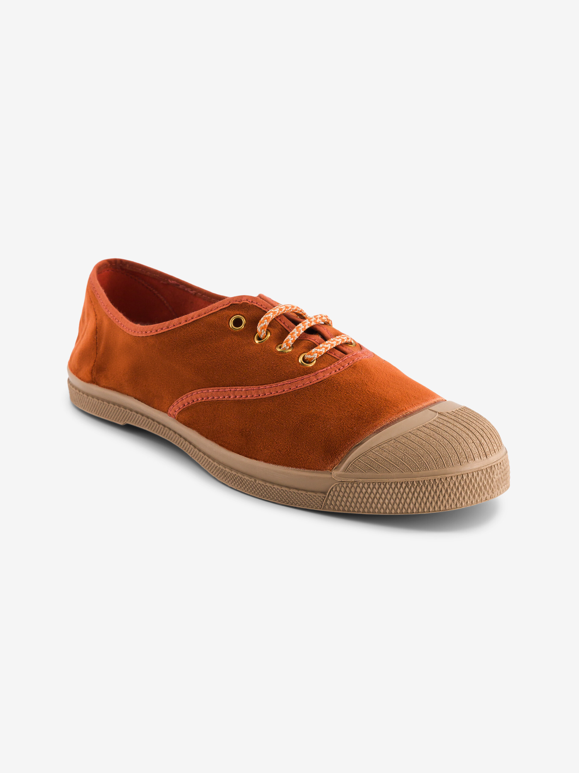 TENNIS LACET FEMME VELOURS DOUX Brique , Tennis & Chaussures Bensimon