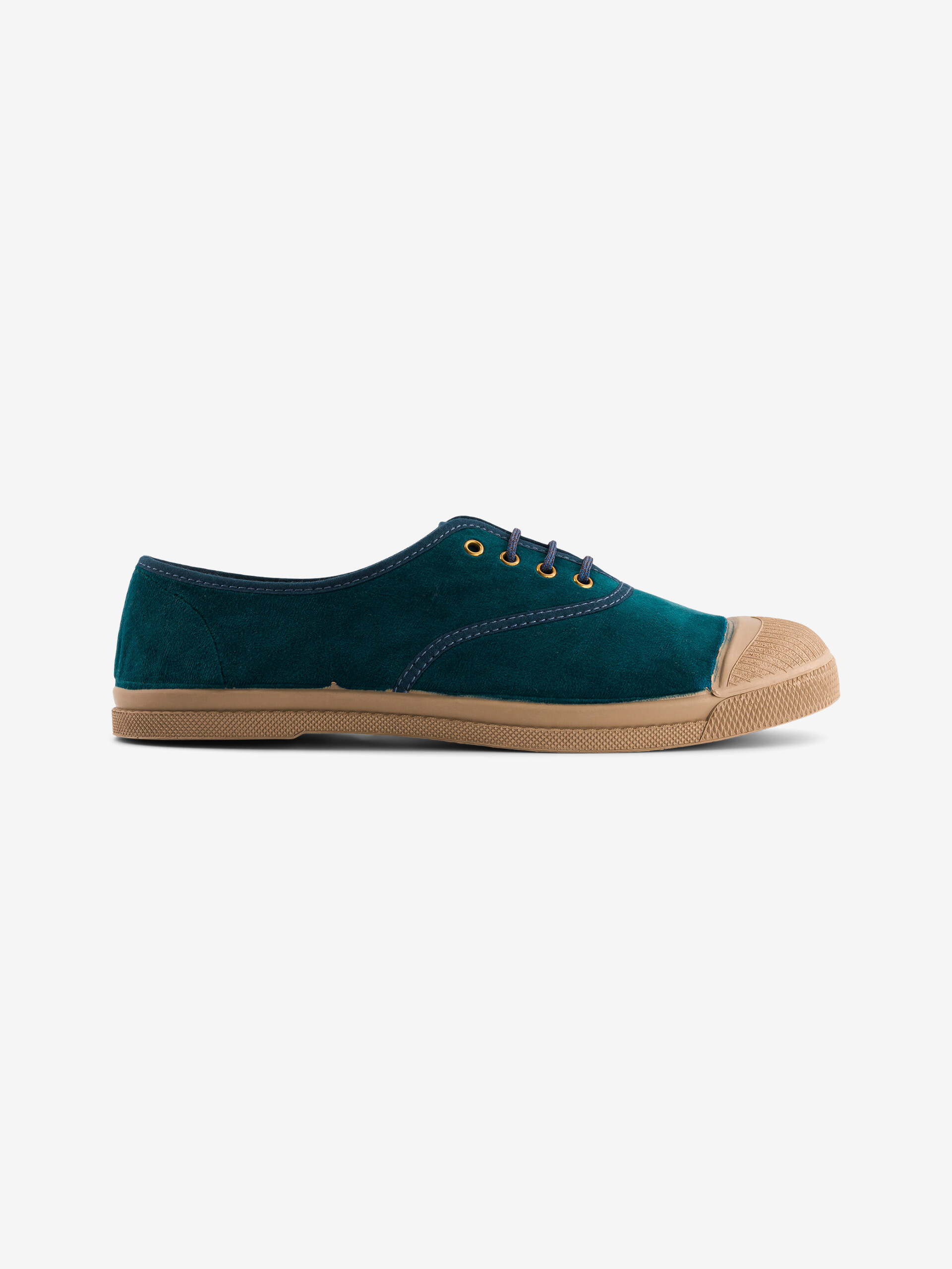 TENNIS LACET FEMME VELOURS DOUX  Bleu petrole , Tennis & Chaussures Bensimon