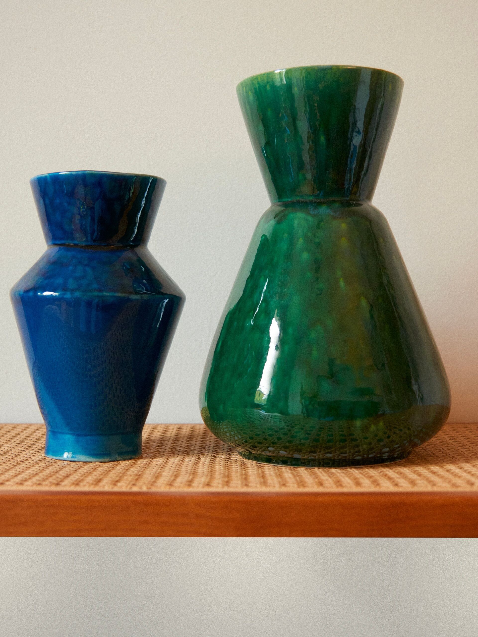 PETIT VASE BLEU A EFFET 15x25 cm Bleu , Maison Bensimon