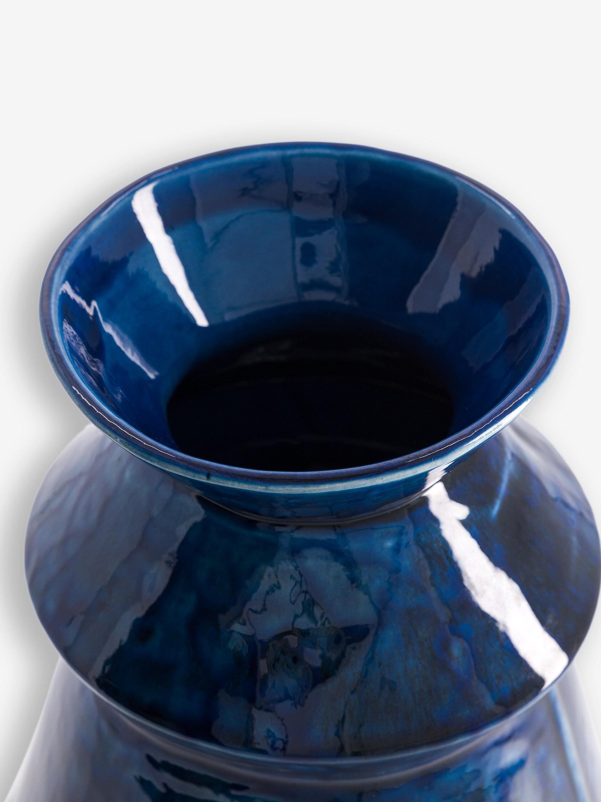 VASE BLEU MOYEN A EFFET 19x29.5 cm Bleu , Maison Bensimon