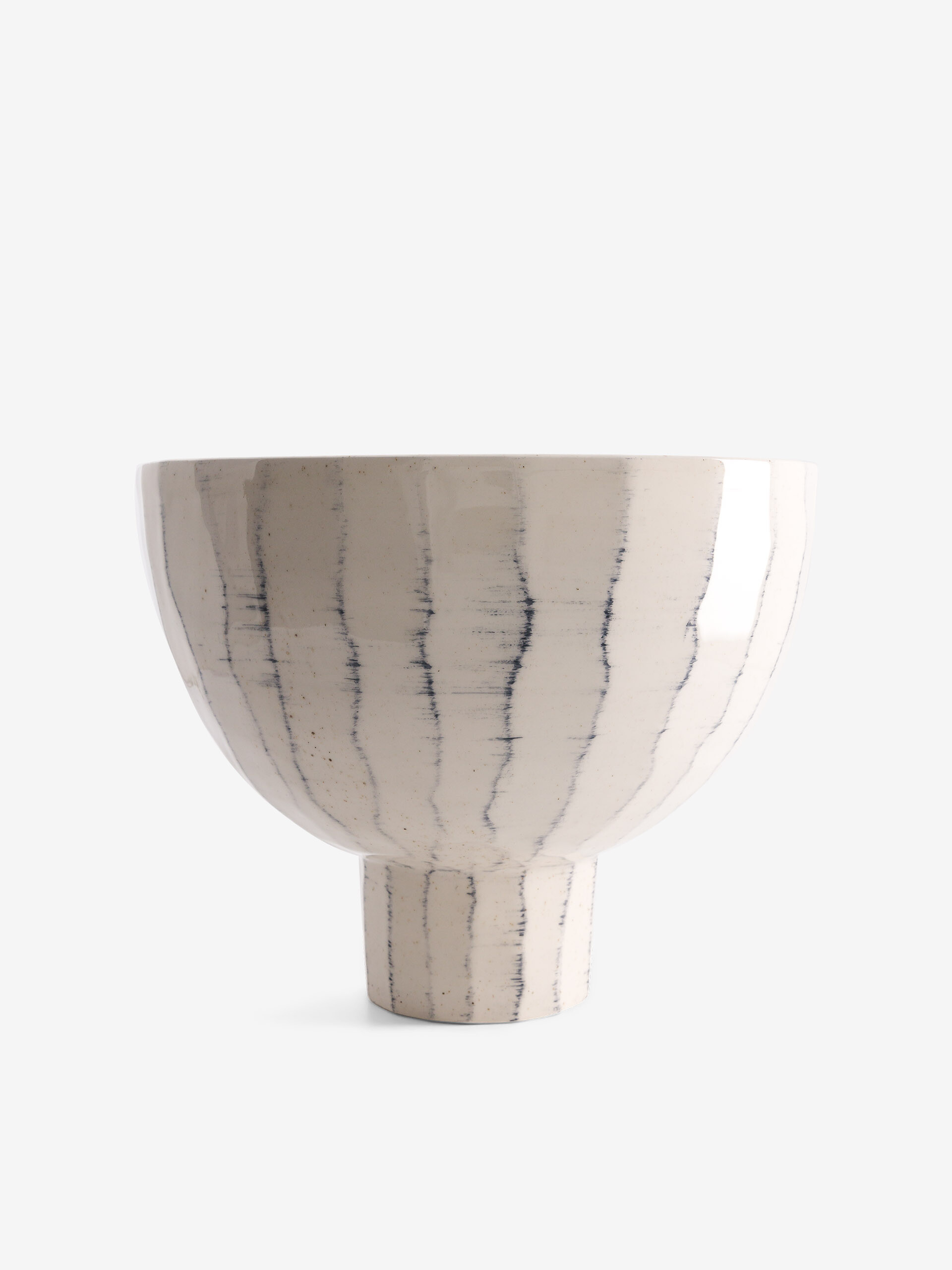 GRAND VASE RAYURES BLEU Ecru , Maison Bensimon