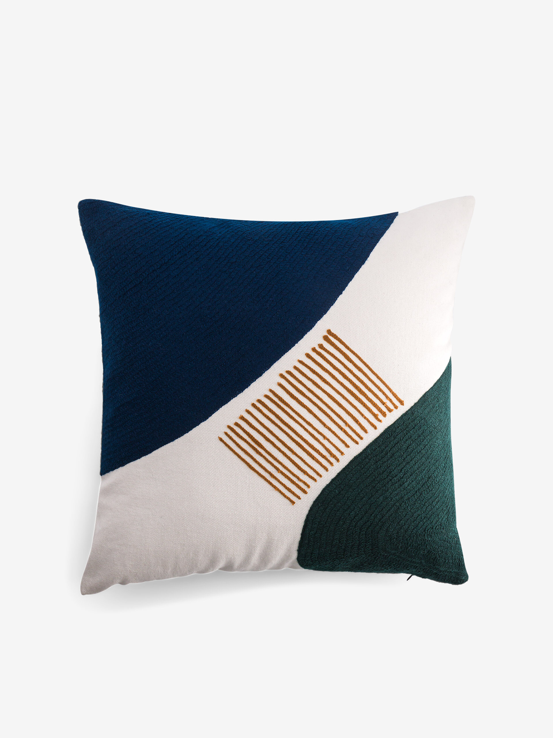 COUSSIN BRODE BICOLORE MARINE 45x45 Marine , Maison Bensimon