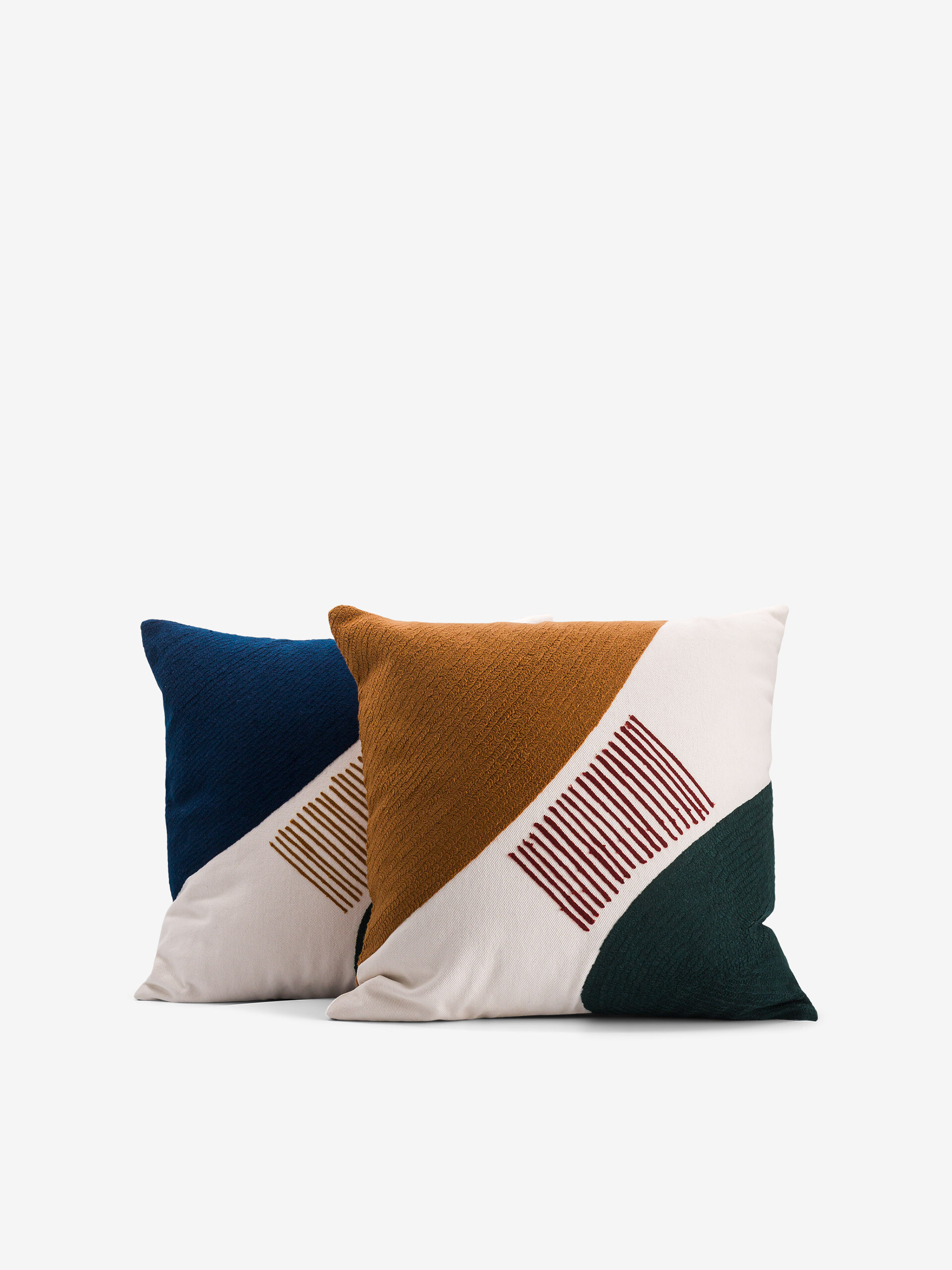 COUSSIN BRODE BICOLORE MARINE 45x45 Marine , Maison Bensimon