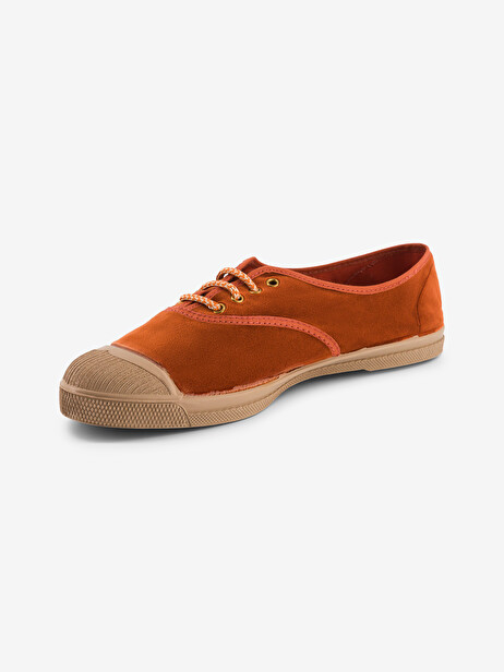 TENNIS LACET FEMME VELOURS DOUX  Brique , Tennis & Chaussures Bensimon