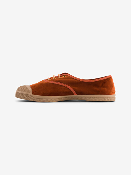 TENNIS LACET FEMME VELOURS DOUX  Brique , Tennis & Chaussures Bensimon