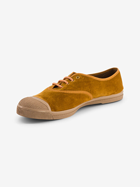 TENNIS LACET FEMME VELOURS DOUX  Moutarde , Tennis & Chaussures Bensimon