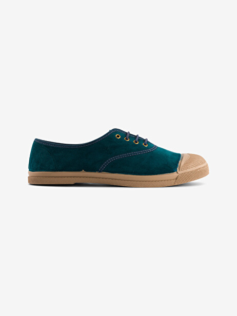 TENNIS LACET FEMME VELOURS DOUX  Bleu petrole , Tennis & Chaussures Bensimon