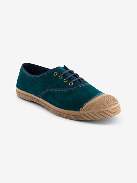 TENNIS LACET FEMME VELOURS DOUX  Bleu petrole , Tennis & Chaussures Bensimon