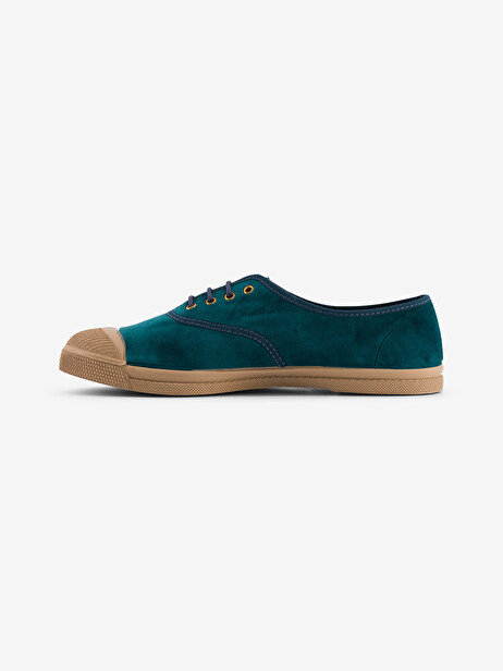 TENNIS LACET FEMME VELOURS DOUX  Bleu petrole , Tennis & Chaussures Bensimon