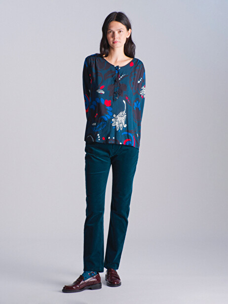 BLOUSE JOANIE  Imprime bleu , Prêt-à-porter Bensimon
