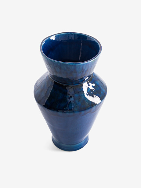 PETIT VASE BLEU A EFFET 15x25 cm  Bleu , Maison Bensimon