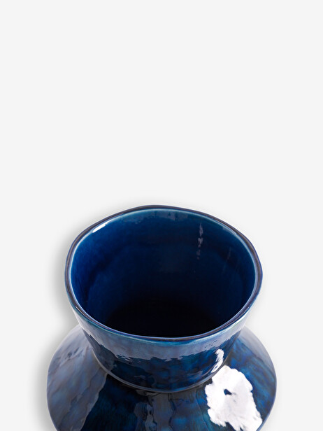 PETIT VASE BLEU A EFFET 15x25 cm  Bleu , Maison Bensimon