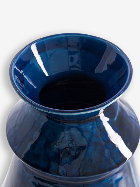 VASE BLEU MOYEN A EFFET 19x29.5 cm  Bleu , Maison Bensimon