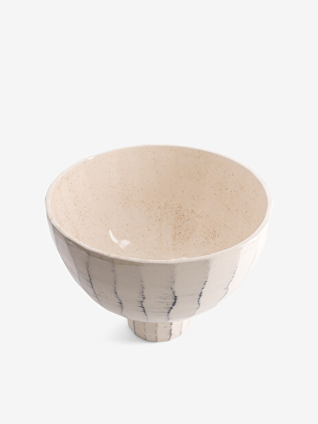 GRAND VASE RAYURES BLEU  Ecru , Maison Bensimon