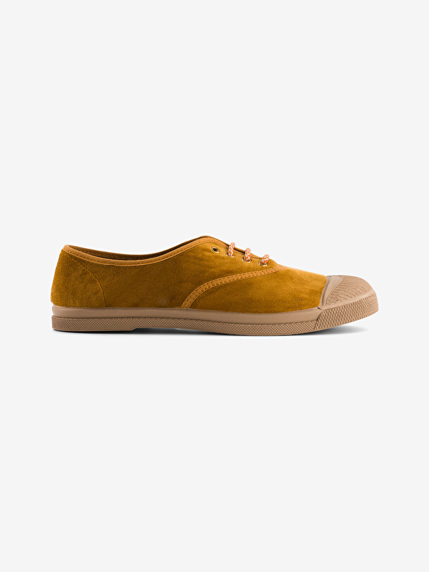 TENNIS LACET FEMME VELOURS DOUX  Moutarde , Tennis & Chaussures Bensimon