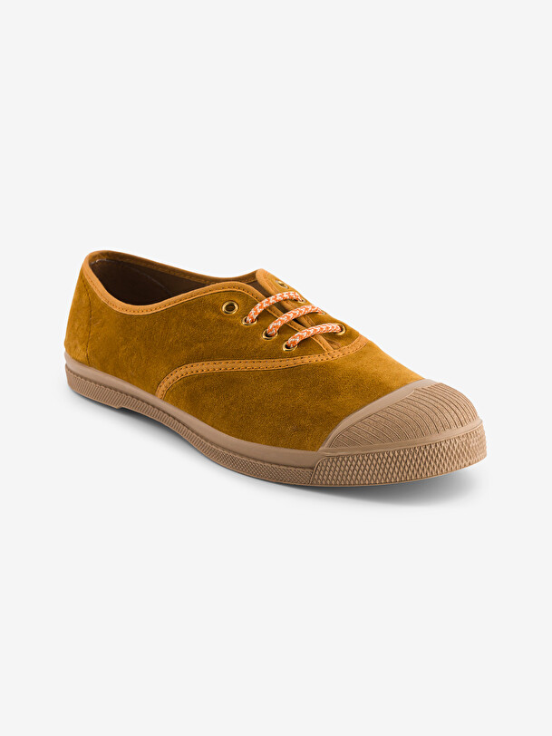 TENNIS LACET FEMME VELOURS DOUX  Moutarde , Tennis & Chaussures Bensimon