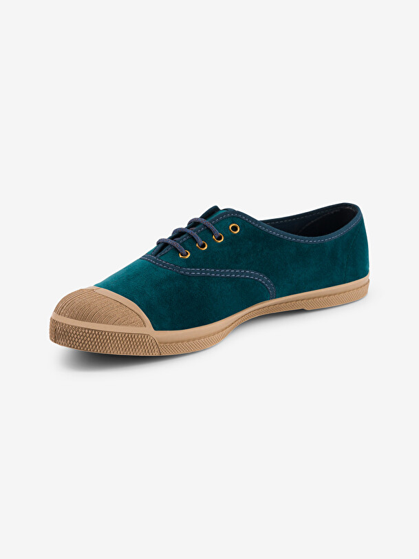 TENNIS LACET FEMME VELOURS DOUX  Bleu petrole , Tennis & Chaussures Bensimon