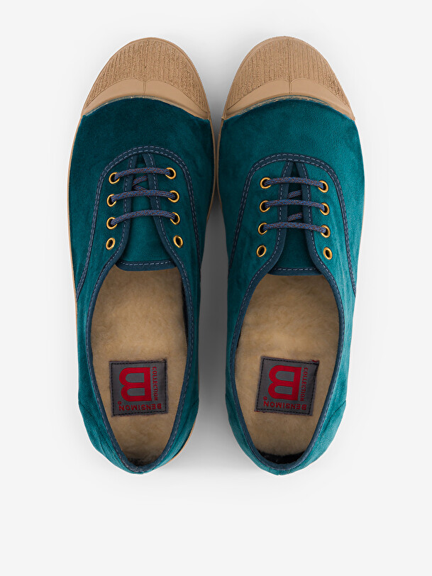 TENNIS LACET FEMME VELOURS DOUX  Bleu petrole , Tennis & Chaussures Bensimon