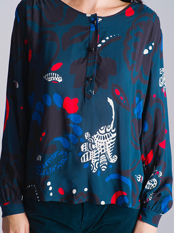 BLOUSE JOANIE  Imprime bleu , Pr&ecirc;t-&agrave;-porter Bensimon