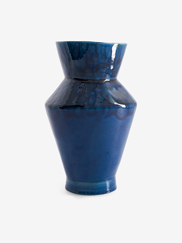 PETIT VASE BLEU A EFFET 15x25 cm Bleu , Maison Bensimon