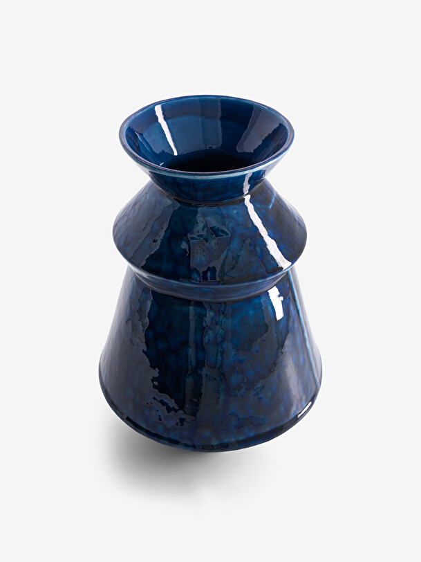 VASE BLEU MOYEN A EFFET 19x29.5 cm Bleu , Maison Bensimon