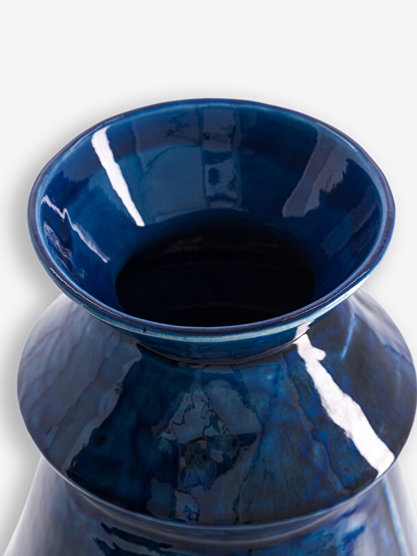 VASE BLEU MOYEN A EFFET 19x29.5 cm Bleu , Maison Bensimon