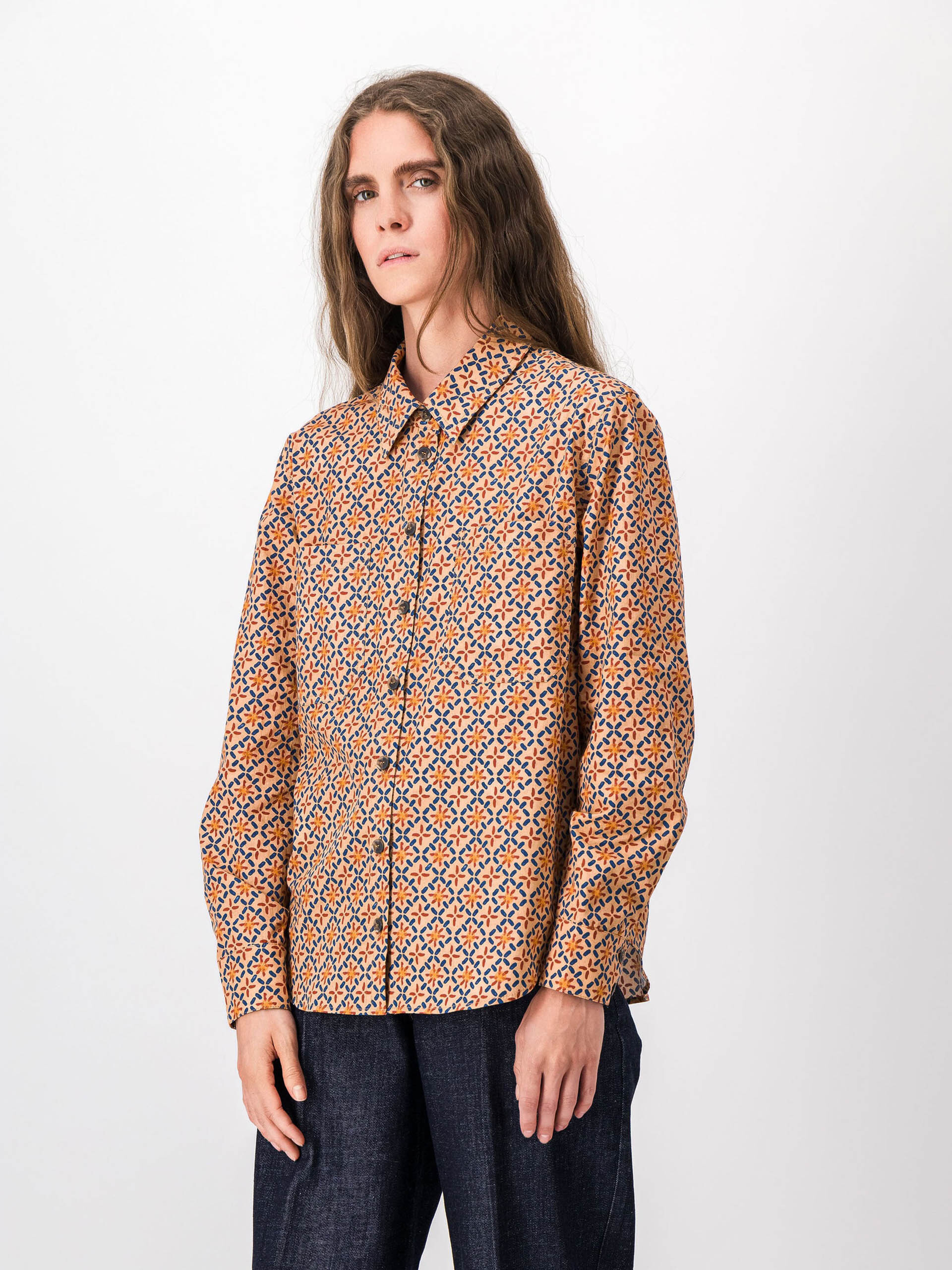 BLOUSE HILARION  Imprime ocre , Pr&ecirc;t-&agrave;-porter Bensimon