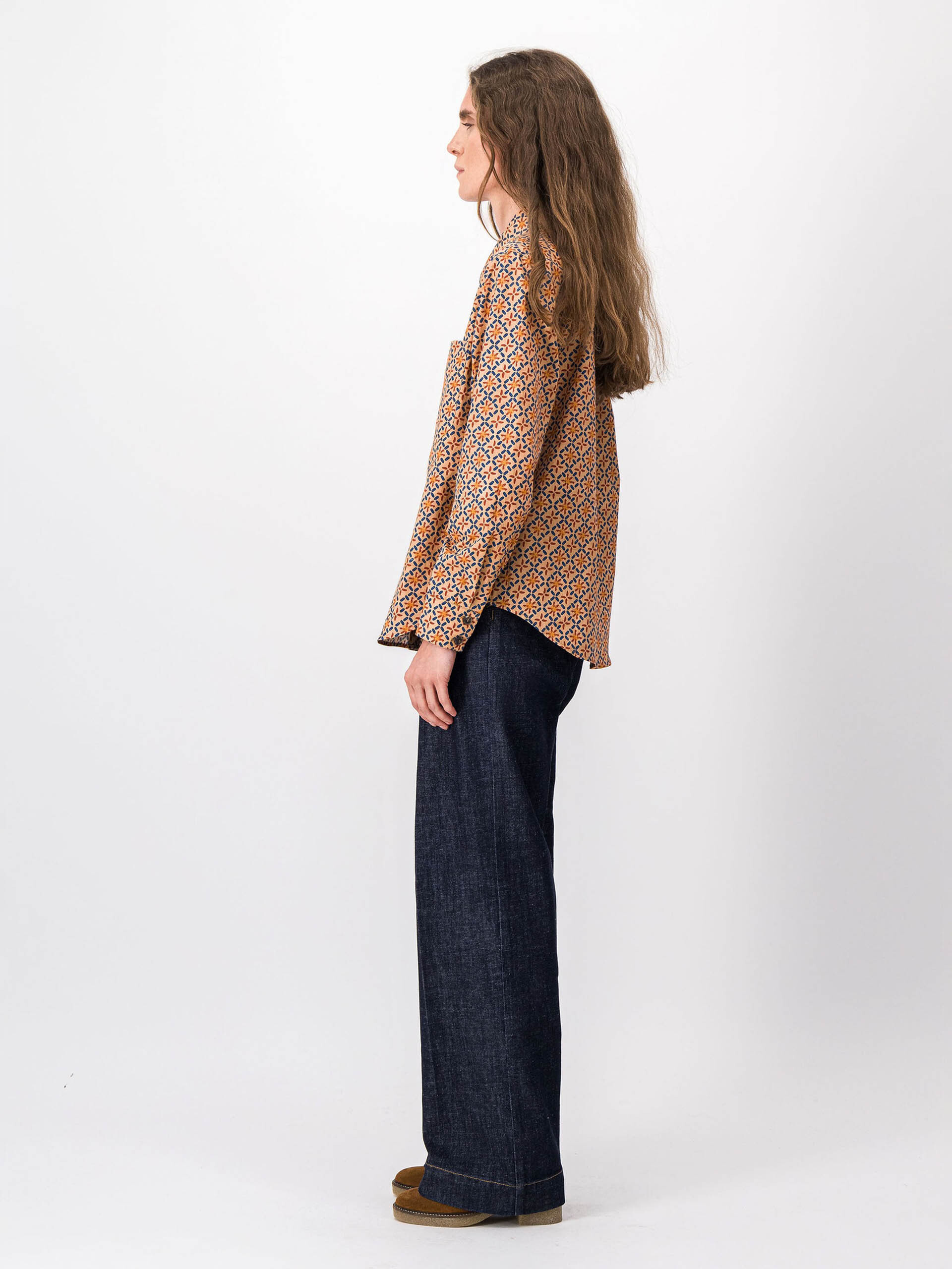 BLOUSE HILARION  Imprime ocre , Pr&ecirc;t-&agrave;-porter Bensimon