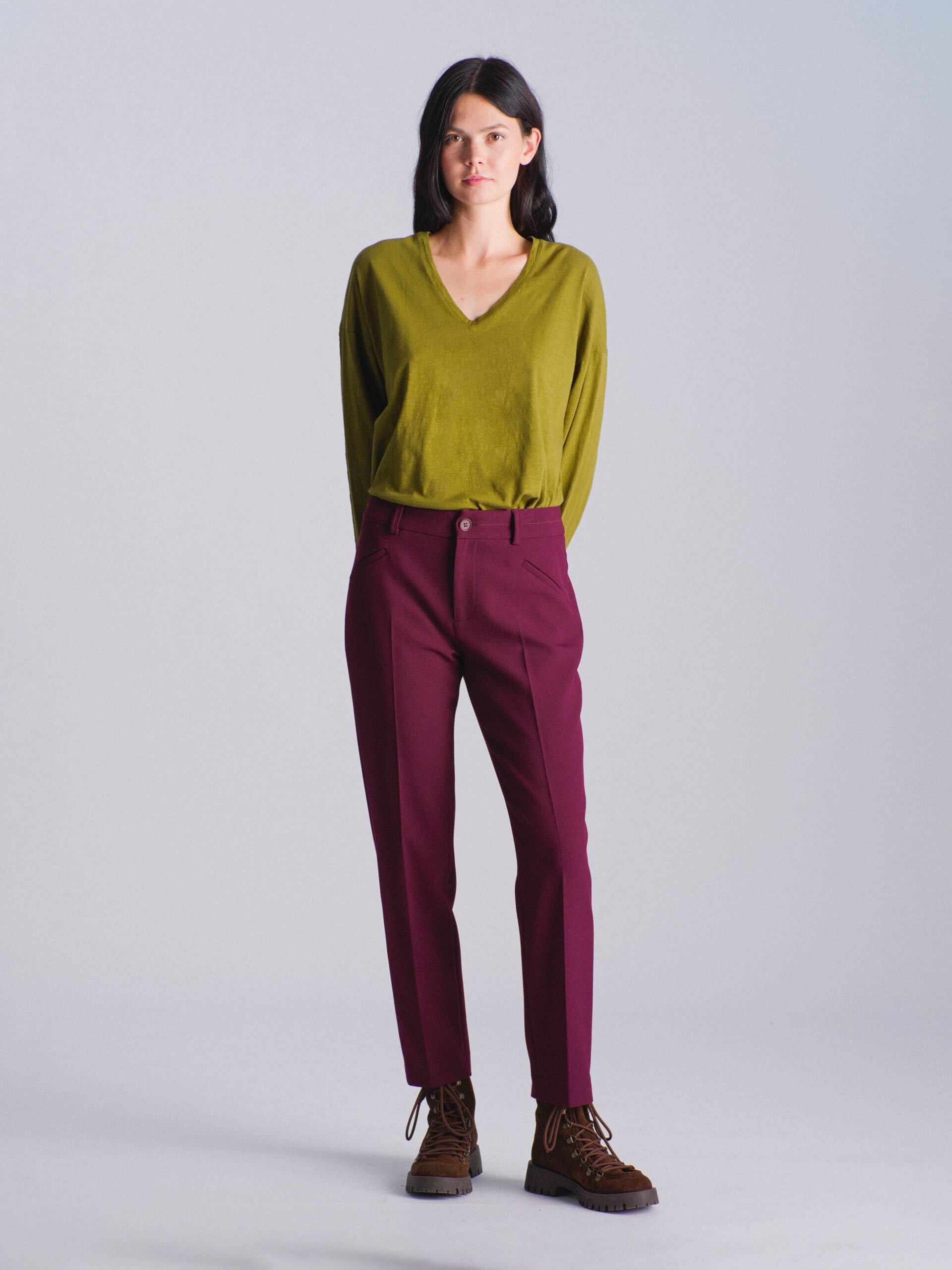 PANTALON ADEMAR  Aubergine , Pr&ecirc;t-&agrave;-porter Bensimon