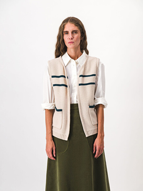 GILET MARCEL  Ecru , Prêt-à-porter Bensimon