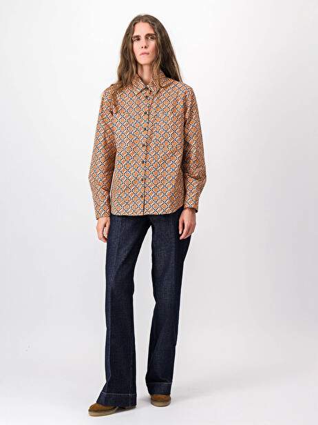 BLOUSE HILARION  Imprime ocre , Pr&ecirc;t-&agrave;-porter Bensimon