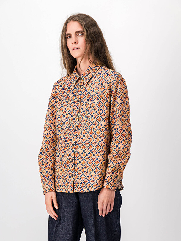 BLOUSE HILARION  Imprime ocre , Pr&ecirc;t-&agrave;-porter Bensimon