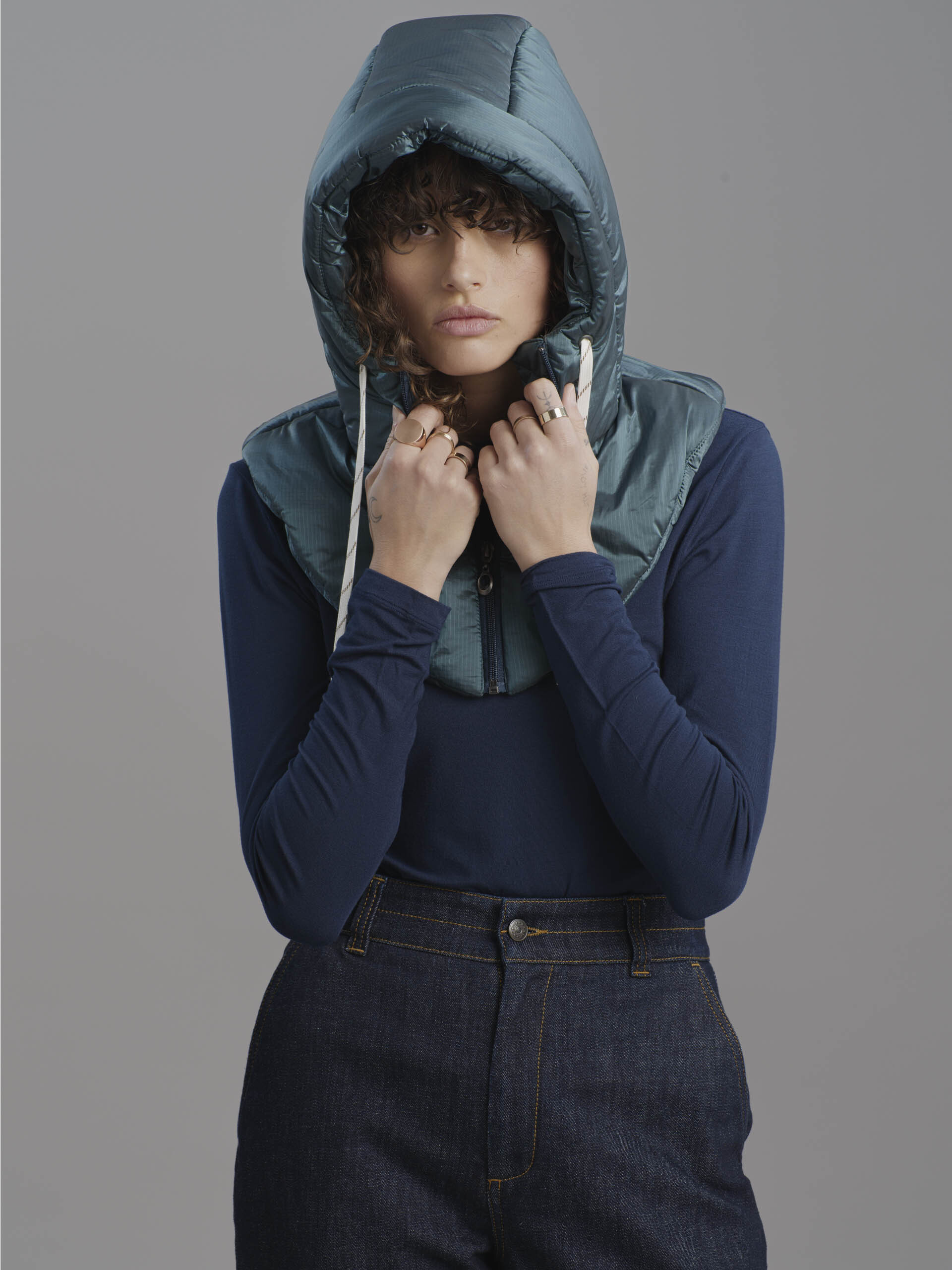 CAPUCHE MADIE  Bleu canard , Pr&ecirc;t-&agrave;-porter Bensimon