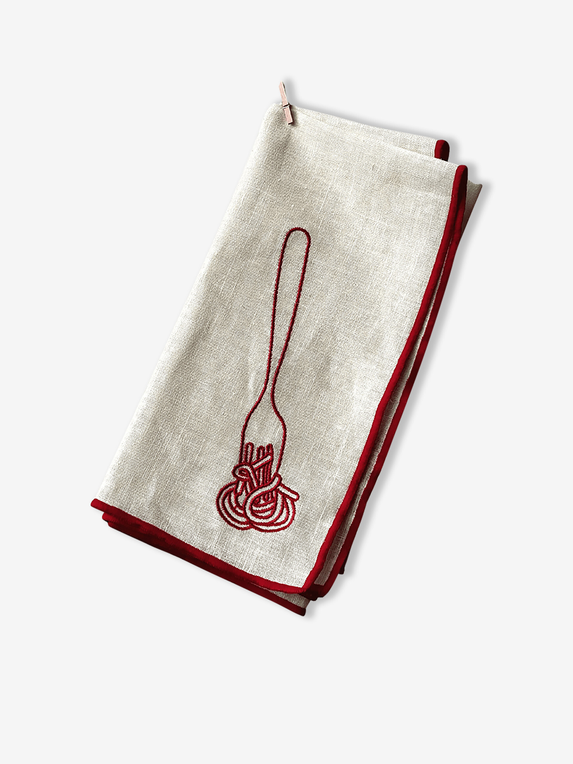 LOT DE 2 SERVIETTES SPAGHETTIS BEIGE - THE ECLECTIC LIFESTYLE Ecru , Maison Bensimon