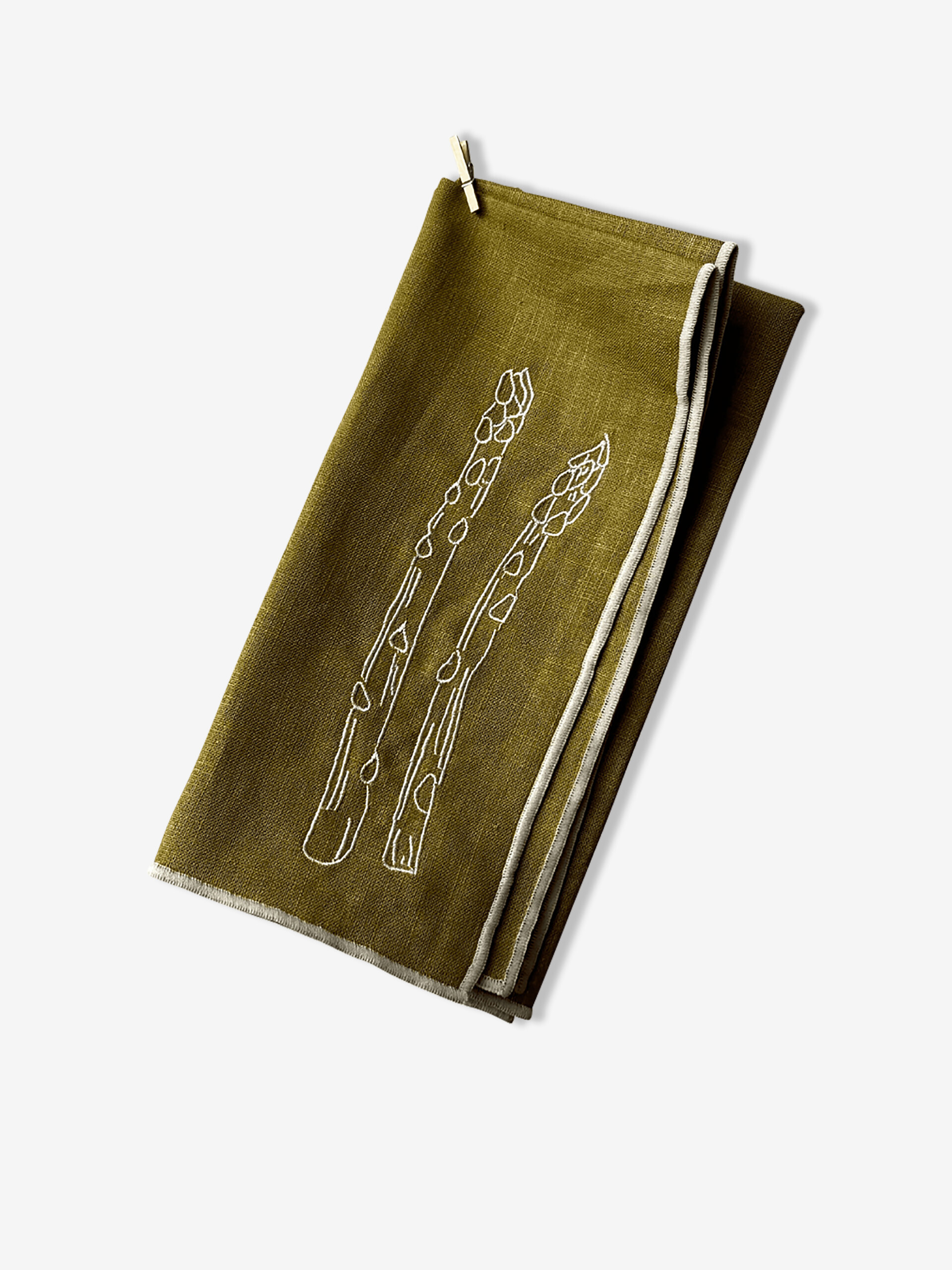 LOT DE 2 SRVIETTES ASPERGES KAKI - THE ECLECTIC LIFESTYLE Kaki , Maison Bensimon