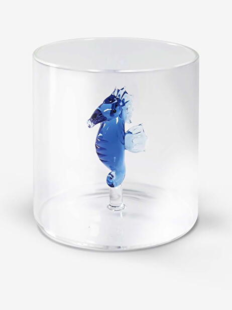 VERRE FIGURINE HIPPOCAMPE - WD Lifestyle EasyLife  Bleu , Maison Bensimon
